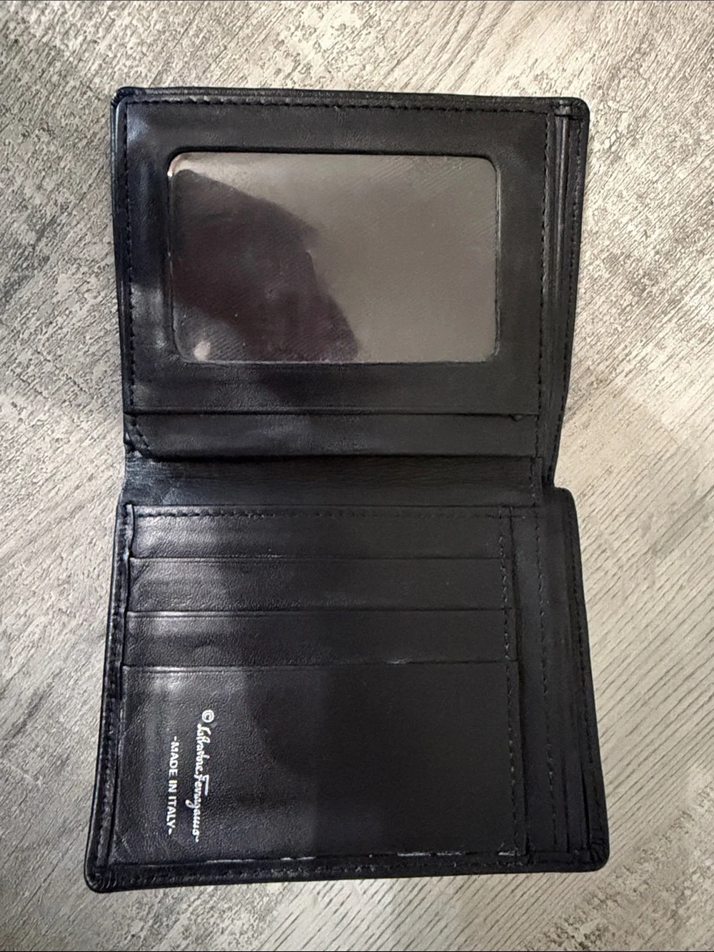 Salvatore Ferragamo Black Leather Bi-Fold Card & ID Holder